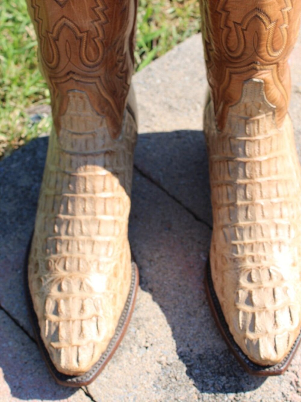 Lucchese Handmade light tan headcut alligator Men's Western Cowboy Boots Size 9D